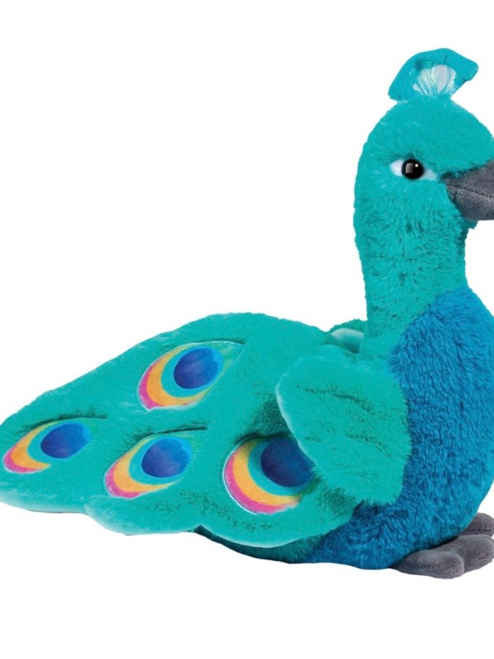 Plush Teal Peacock Small Pet Toy - Soft Feathered Playmate